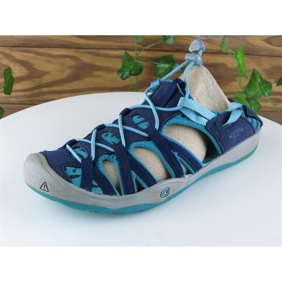 KEEN Sz 4 Shoes Girls Youth Strappy Blue Synthetic Drawstring - Picture 1 of 10